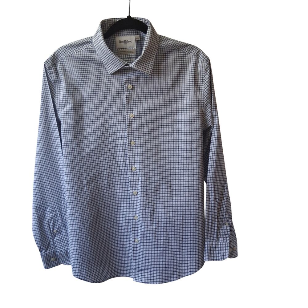 Goodfellow & Co. Men's Blue And White Button-Down Dress Shirt Summer-L